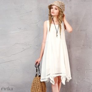 Artka Hanky Dress Off White Sleeveless